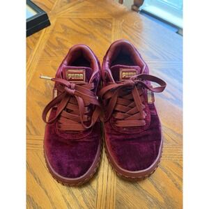 Puma Cali Velvet Red Womens Size 7 Athletic Running Walking Shoes Sneakers